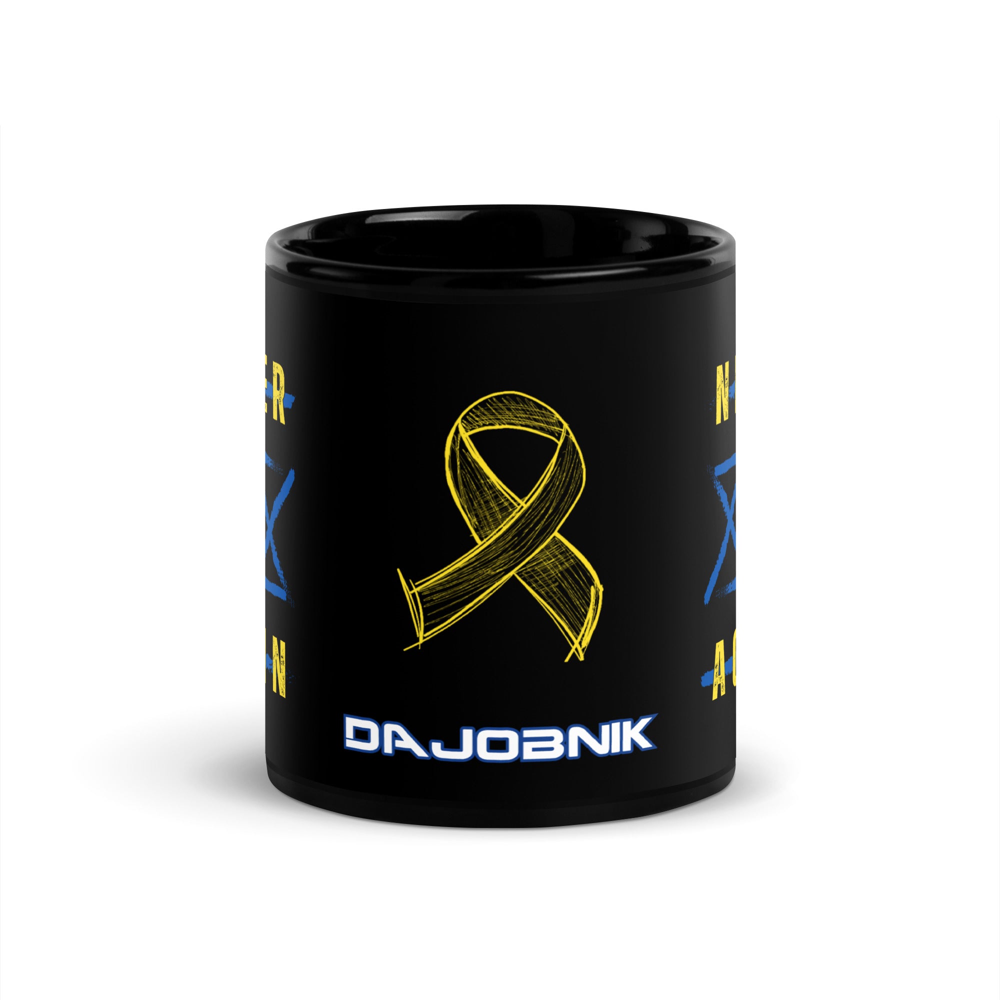 "Never Again" Dajobnik Exclusive Black Glossy Mug 11 oz 02