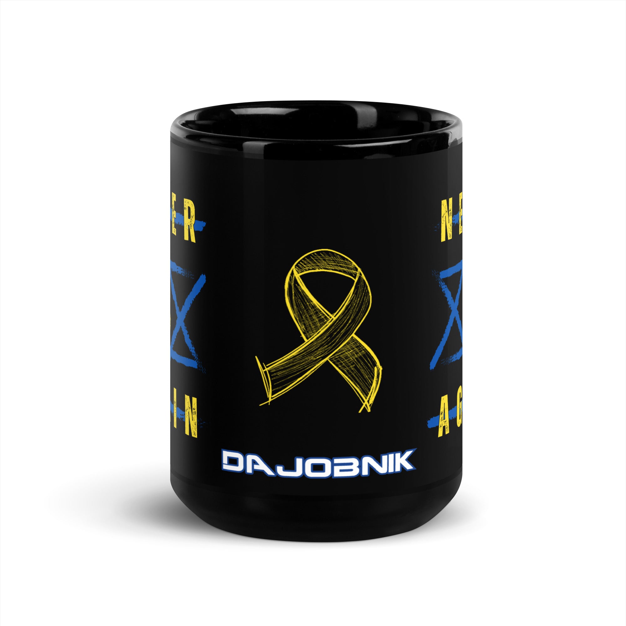 "Never Again" Dajobnik Exclusive Black Glossy Mug 15 oz 02