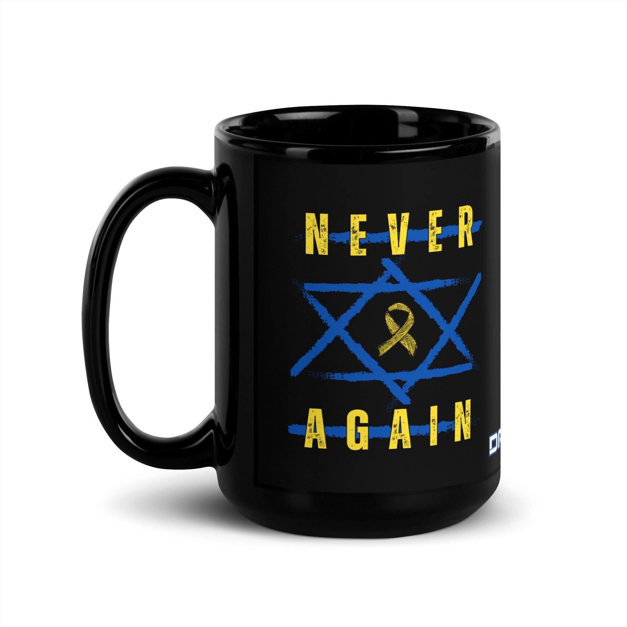 "Never Again" Dajobnik Exclusive Black Glossy Mug 15 oz 03