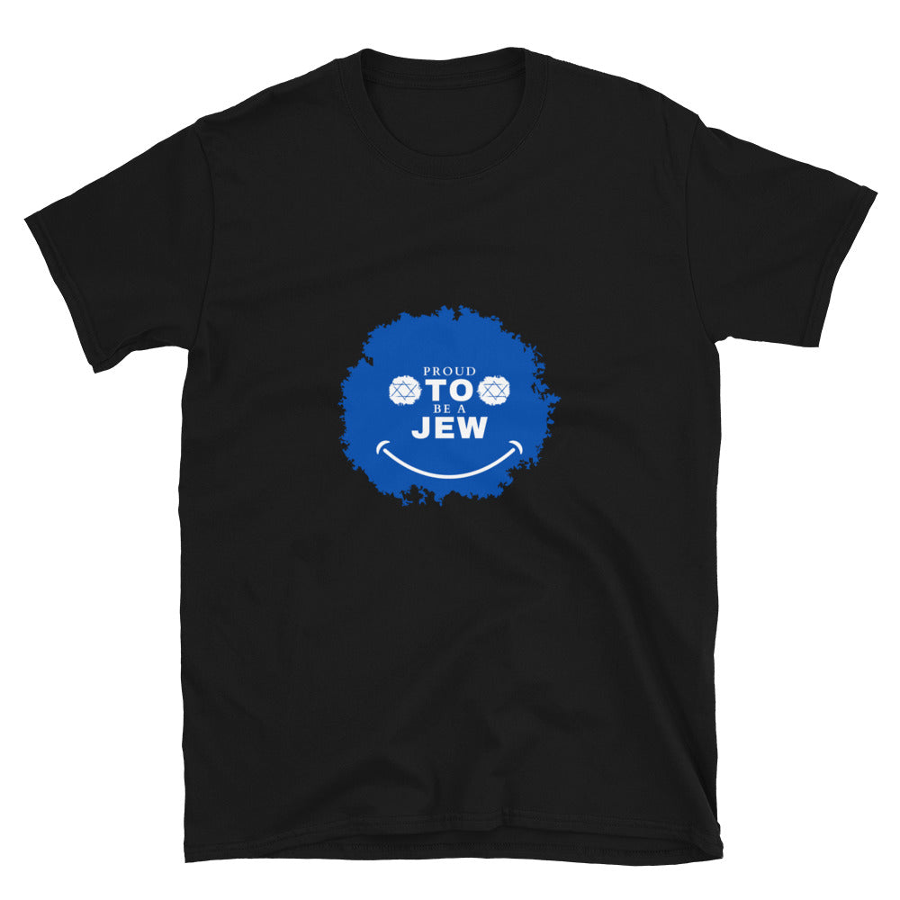 Proud to be a Jew Smiley Short-Sleeve Unisex T-Shirt Black 03 by Dajobnik