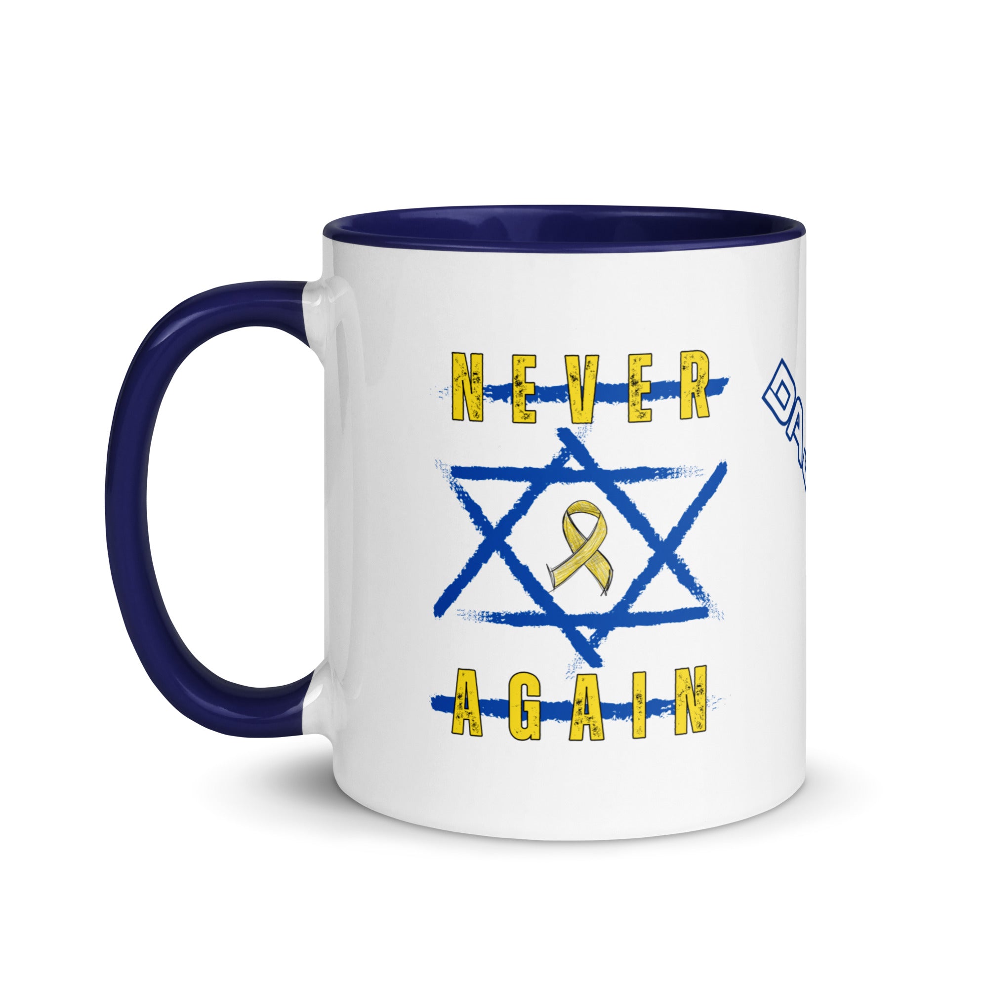 "Never Again" Dajobnik Exclusive White Mug Dark Blue 03