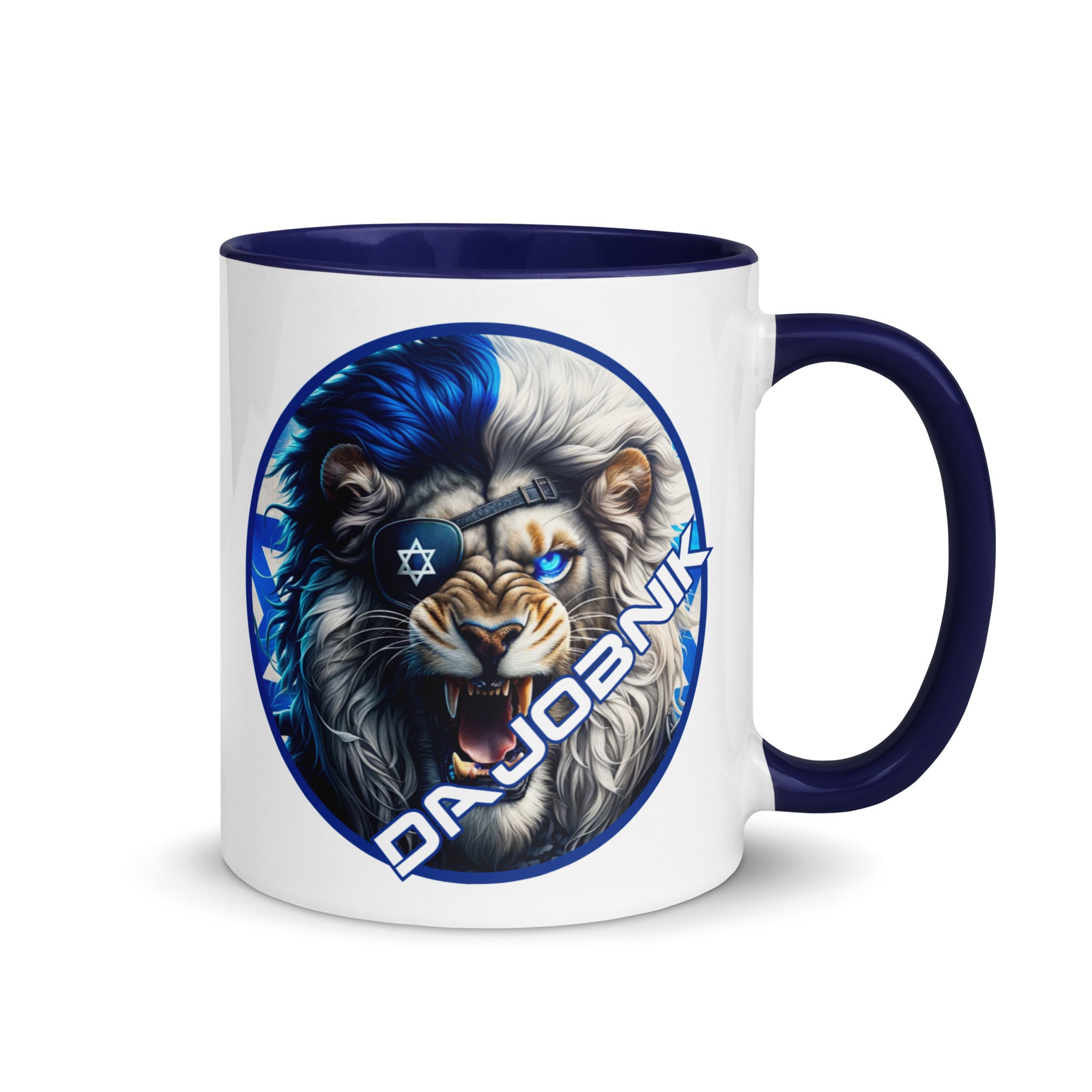 Am Israel Chai & Lion Print Mug - Colorful and Inspirational Drinkware Right | DaJobnik