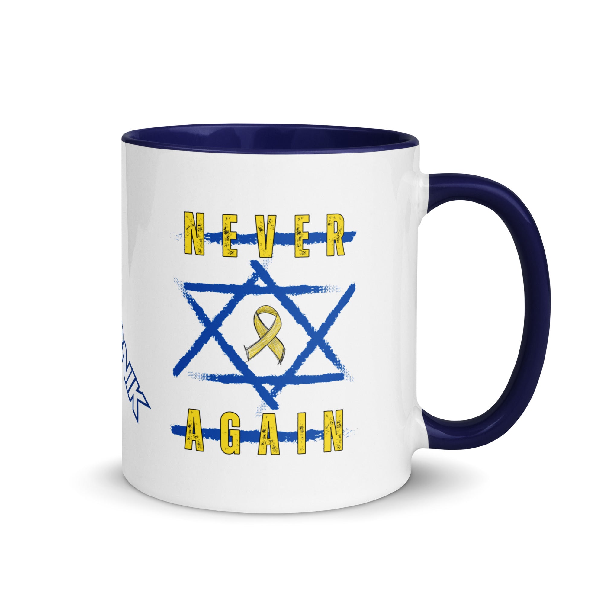 "Never Again" Dajobnik Exclusive White Mug Dark Blue 01